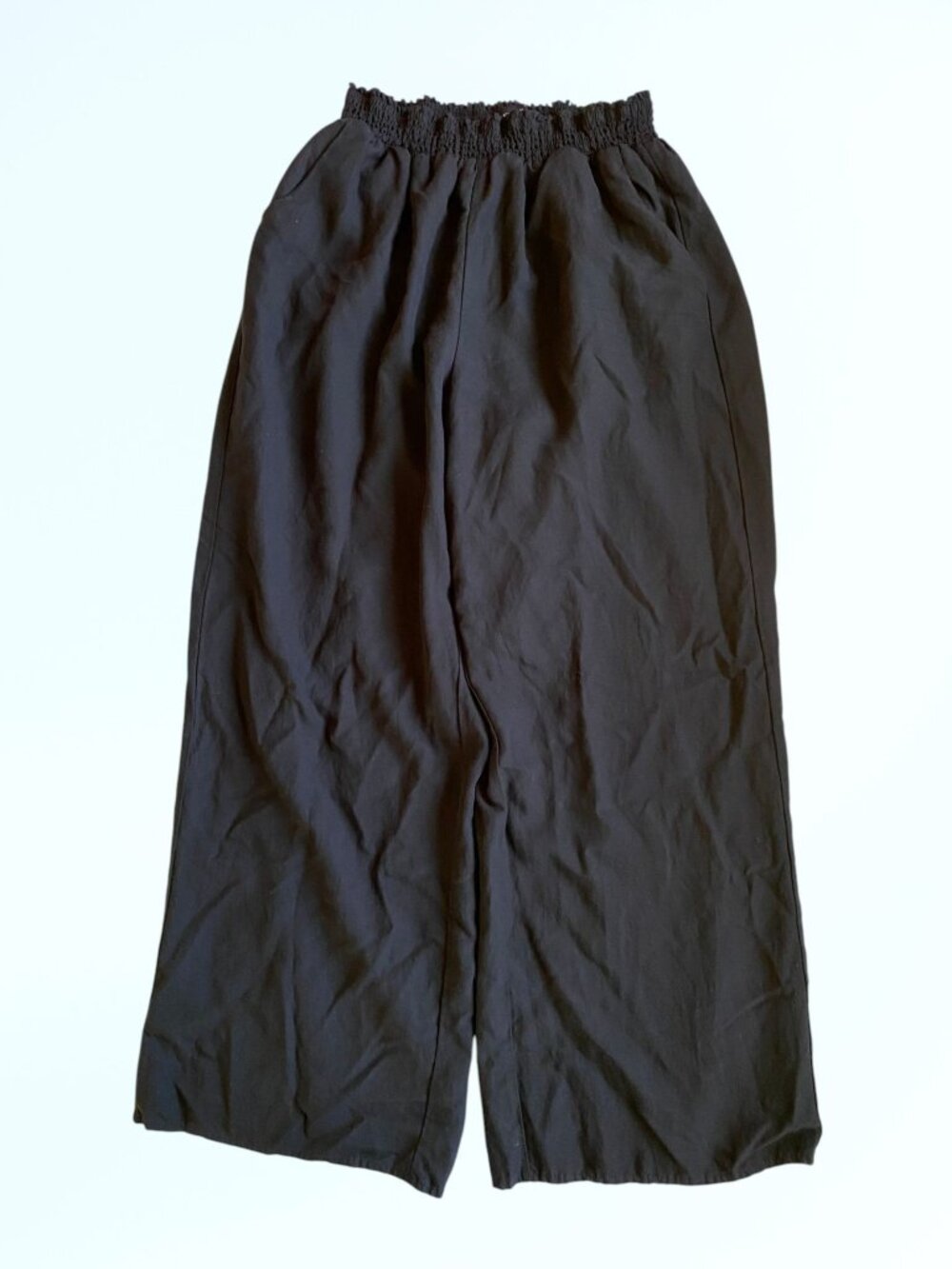 Forever 21 + Black Wide Leg Long Pants  Womens 2XL Plus Pull On Elastic Waist